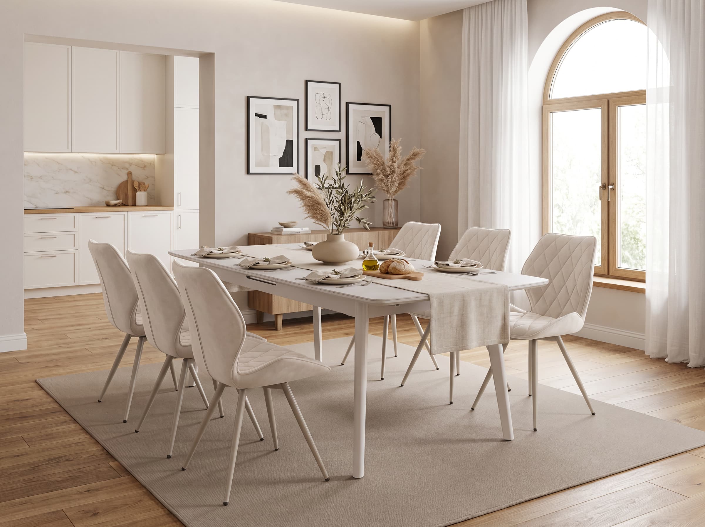Interdepo Osten Extendable Dining Table, MDF Tabletop, Solid Rubberwood Legs, 120x80 cm (Extends to 140 cm), Elegant Design