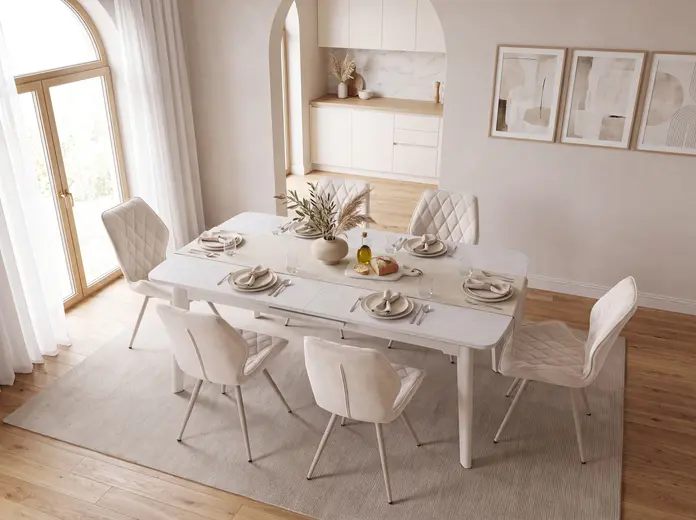 Interdepo Osten Extendable Dining Table, MDF Tabletop, Solid Rubberwood Legs, 120x80 cm (Extends to 140 cm), Elegant Design