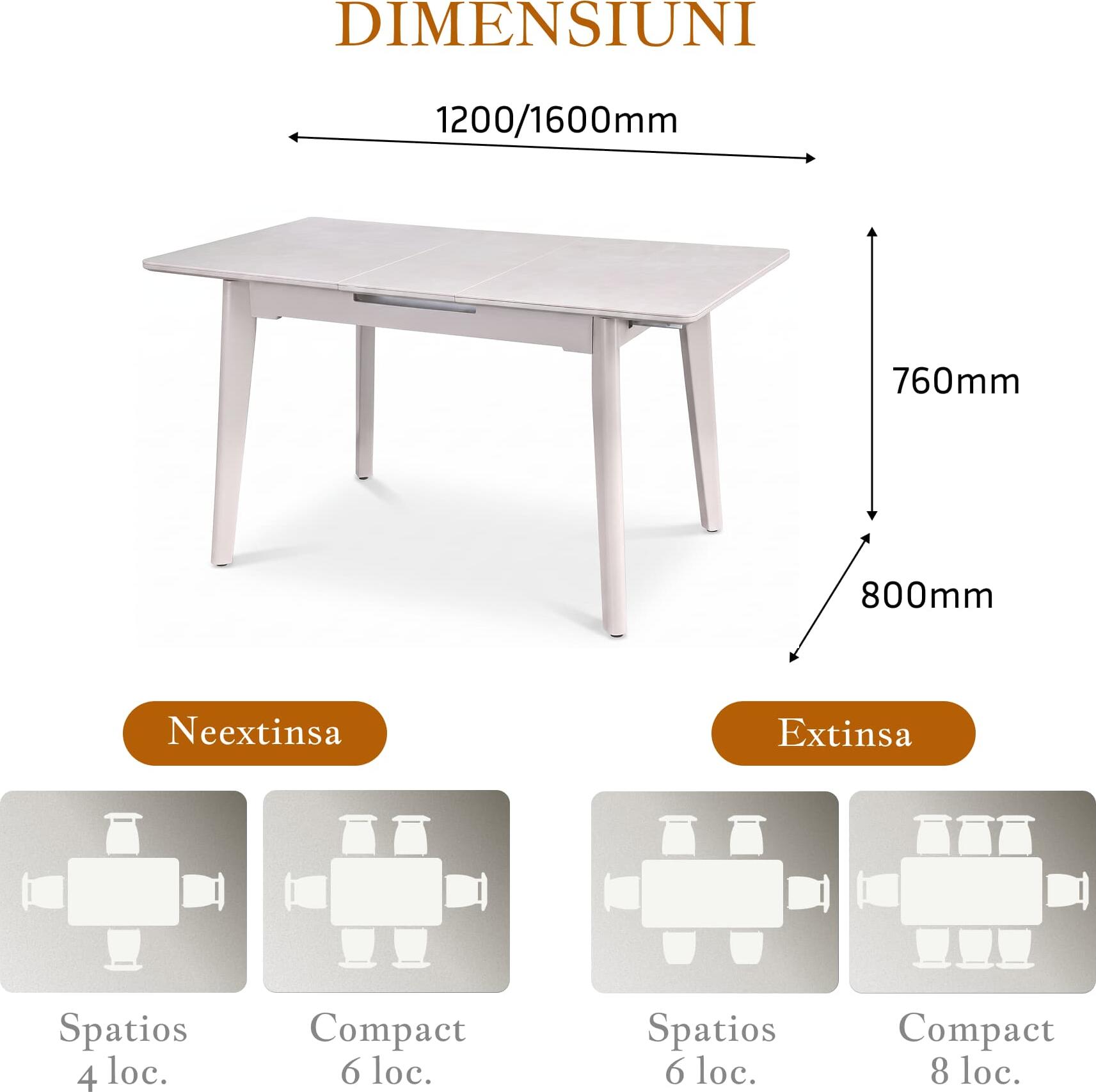 Interdepo Osten Extendable Dining Table, MDF Tabletop, Solid Rubberwood Legs, 120x80 cm (Extends to 140 cm), Elegant Design