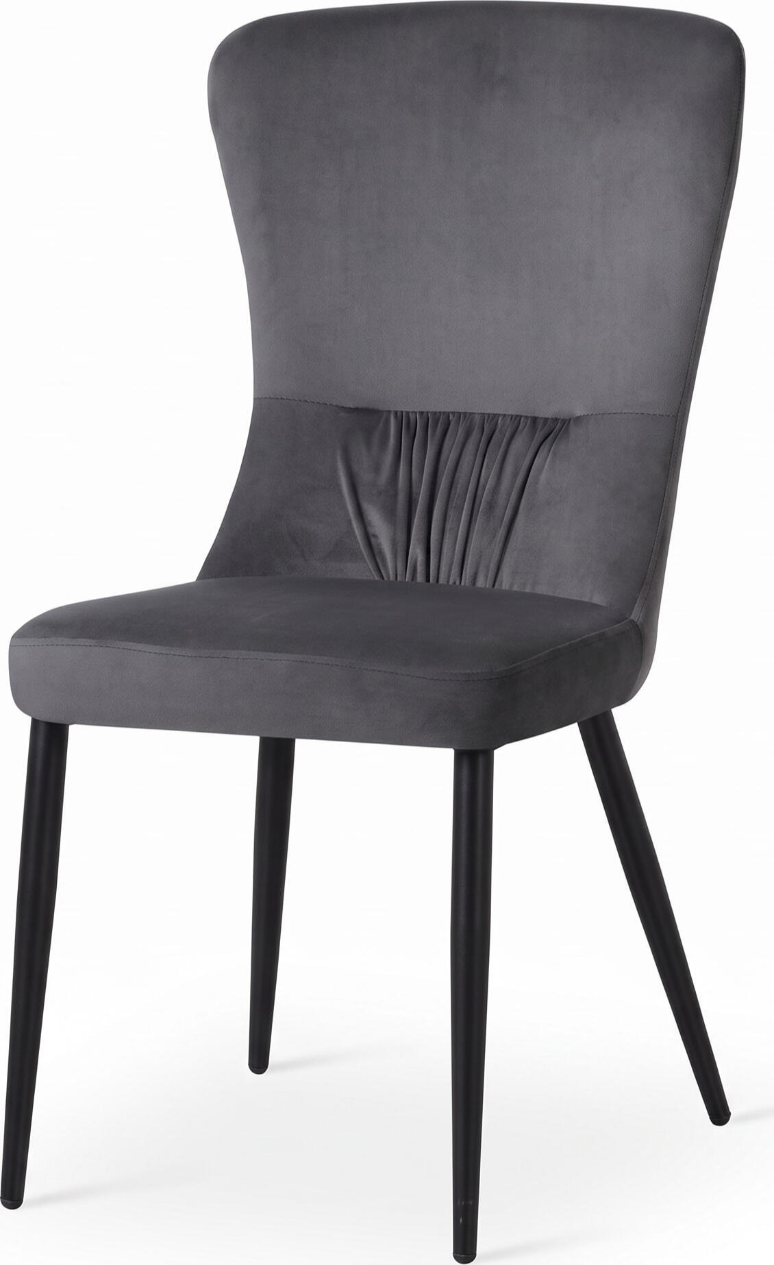 Interdepo Mila Modern Dining Chair, Ergonomic High Backrest with Pleats, Metal Frame, Dark Grey, 460x950x600 mm