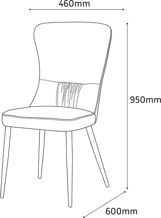 Interdepo Mila Modern Dining Chair, Ergonomic High Backrest with Pleats, Metal Frame, Dark Grey, 460x950x600 mm
