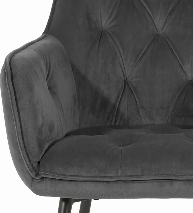 Interdepo Bel New Modern Armchair Kitchen Chair with Soft Velvet Upholstery, Metal Legs, Ergonomic Backrest and Armrests, 580x630x860 mm