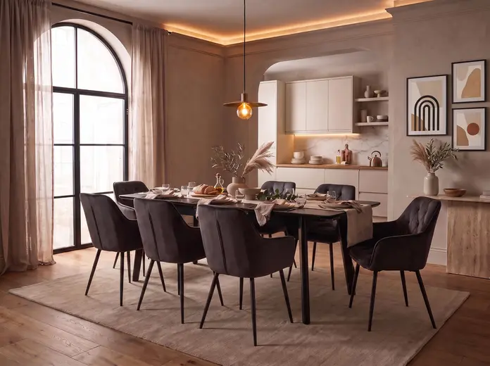 Interdepo Bel New Modern Armchair Kitchen Chair with Soft Velvet Upholstery, Metal Legs, Ergonomic Backrest and Armrests, 580x630x860 mm