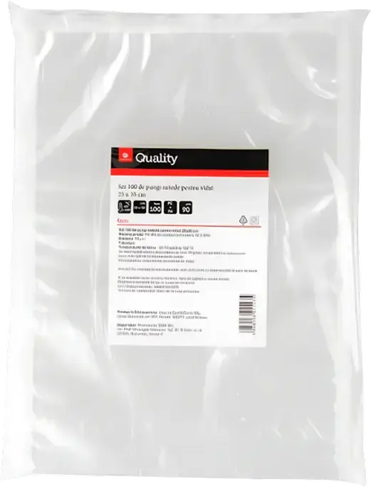 Transgourmet Quality Vacuum Bags for Food, PA/PE Material, Smooth Texture, Transparent, 25x35 cm, Set of 50 pieces