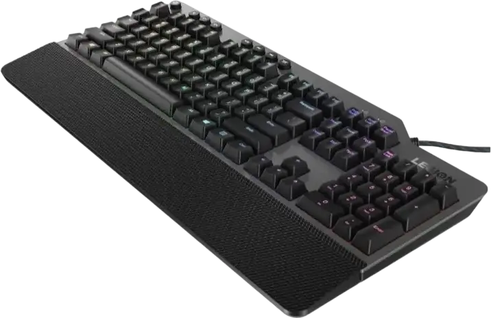 Lenovo Legion K500 RGB Mechanical Gaming Keyboard, Red Switches, Wired USB, Full-sized, Detachable Palm Rest, Programmable Keys, Black