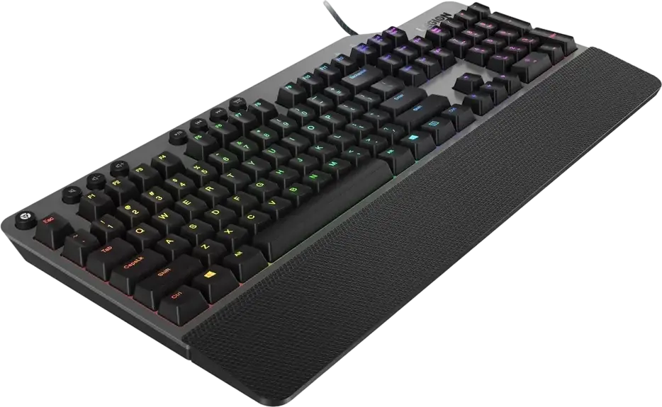 Lenovo Legion K500 RGB Mechanical Gaming Keyboard, Red Switches, Wired USB, Full-sized, Detachable Palm Rest, Programmable Keys, Black