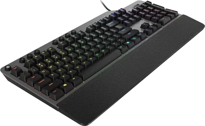 Lenovo Legion K500 RGB Mechanical Gaming Keyboard, Red Switches, Wired USB, Full-sized, Detachable Palm Rest, Programmable Keys, Black