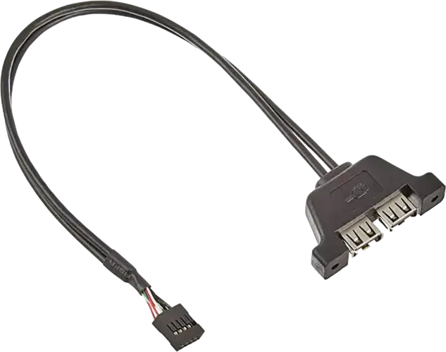 ASRock DeskMini 2x USB 2.0 Internal Cable with Mounting Bracket, 9-pin Header to 2x Type-A Female Ports, Black, 5rb000010020 for ASRock DeskMini Mini-STX Chassis
