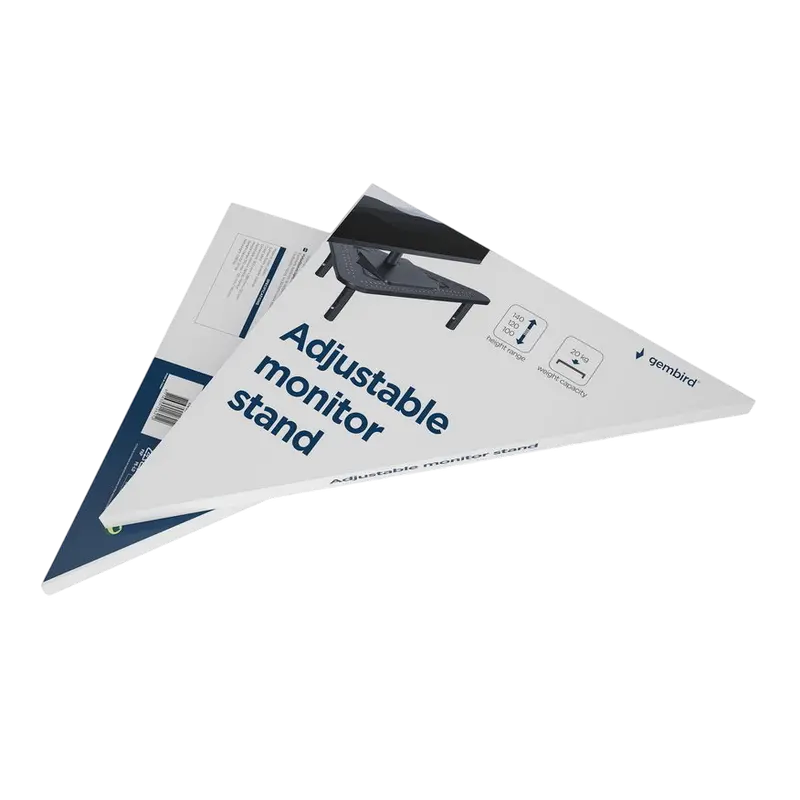 Suport Monitor Reglabil Gembird MS-TABLE-02, Negru, Otel si Plastic ABS, Capacitate Maxima 20kg, 500x120x285mm, Canal Cabluri, Top Ventilat