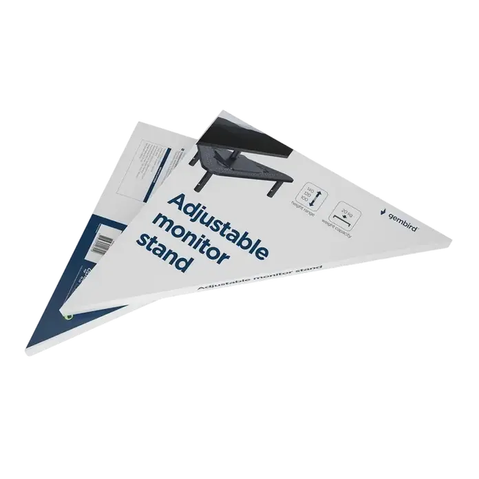 Suport Monitor Reglabil Gembird MS-TABLE-02, Negru, Otel si Plastic ABS, Capacitate Maxima 20kg, 500x120x285mm, Canal Cabluri, Top Ventilat