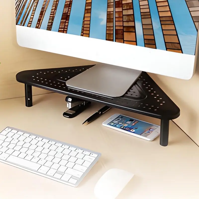 Suport Monitor Reglabil Gembird MS-TABLE-02, Negru, Otel si Plastic ABS, Capacitate Maxima 20kg, 500x120x285mm, Canal Cabluri, Top Ventilat