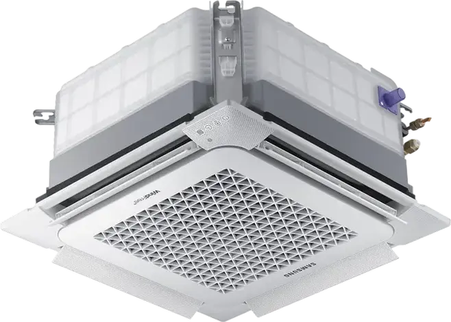 Samsung AC035RNNDKG CAC Mini 4-Way WindFree Cassette Air Conditioner, 4.5 kW Cooling, 4.8 kW Heating, A++ Energy Class, R-32, White