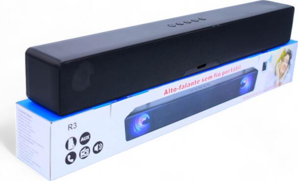 R3 Portable Bluetooth Speaker Soundbar with AUX Input, TF/SD Card Slot, Integrated Microphone for Hands-Free Calling and LED Lighting