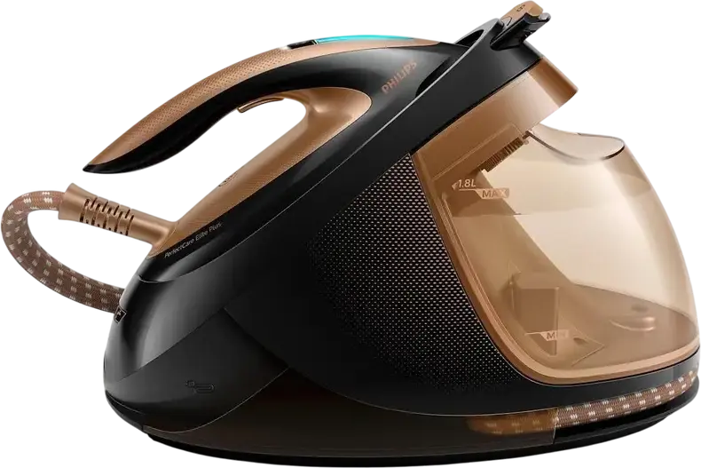 Парогенератор Philips PerfectCare Elite Plus GC9682/80, подошва T-ionicGlide, OptimalTEMP, датчик DynamiQ, резервуар 1.8 л, черный с золотом