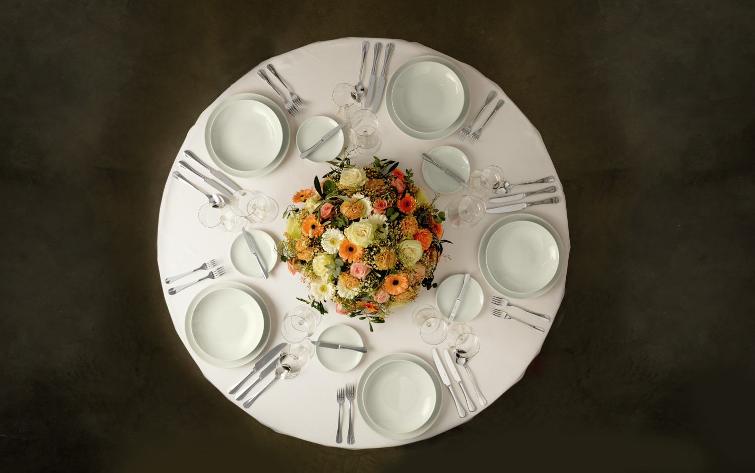 Set de 6 farfurii plate din porțelan VEGA Opus, culoarea fildeș, diametru 24 cm, rezistente la zgârieturi și tăieturi, sigure pentru mașina de spălat vase și cuptor cu microunde
