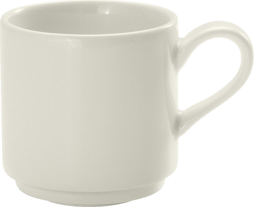 LUSINI Opus Stackable Espresso Cups, High-Quality Porcelain, 90 ml, Ivory, Scratch and Heat Resistant, Dishwasher and Microwave Safe, Set of 6