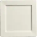 LUSINI Opus Flat Square Plate, High-Quality Durable Porcelain, Ivory, 21 x 21 x 2.2 cm, Scratch Resistant, Dishwasher and Microwave Safe, Set of 6