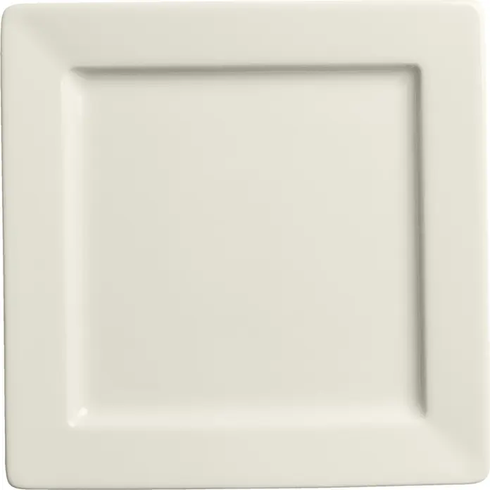 LUSINI Opus Flat Square Plate, High-Quality Durable Porcelain, Ivory, 21 x 21 x 2.2 cm, Scratch Resistant, Dishwasher and Microwave Safe, Set of 6