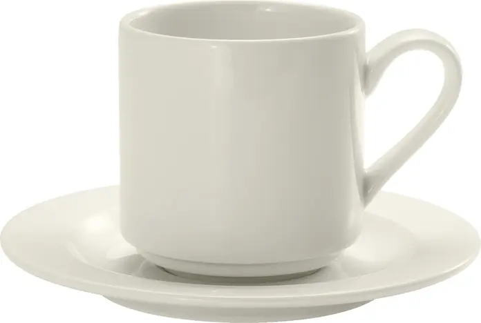 VEGA LUSINI Solutions GmbH Coffee cup Opus stackable Kaffeetasse Opus stapelbar Coffee cup Opus stackable; 230 ml, 8x8 cm (ØxH); ivory; 6 piece / pack Kaffeetasse Opus stapelbar; 230 ml, 8x8 cm (ØxH); elfenbein; 6 Stück / Pack The stackable coffee cup from the Opus range is the ideal solution for efficient workflows in professional catering. Its timeless design adapts to a variety of table-top concepts and ensures a stylish presentation of coffee. This robust catering porcelain is durable, easy to care for and dishwasher-safe. As it is stackable, the coffee cup is particularly suitable for breakfast areas, conferences and hotel restaurants. 5-year availability service! Die stapelbare Kaffeetasse aus der Serie Opus ist die ideale Lösung für effiziente Abläufe im professionellen Service. Ihr zeitloses Design passt sich unterschiedlichen Table‑Top‑Konzepten an und sorgt für eine stilvolle Kaffeepräsentation. Das widerstandsfähige Gastronomieporzellan ist langlebig, pflegeleicht und spülmaschinenfest. Durch die Stapelbarkeit eignet sich die Kaffeetasse besonders für Frühstücksbereiche, Konferenzen und Hotelrestaurants. 5 Jahre Nachkaufservice!