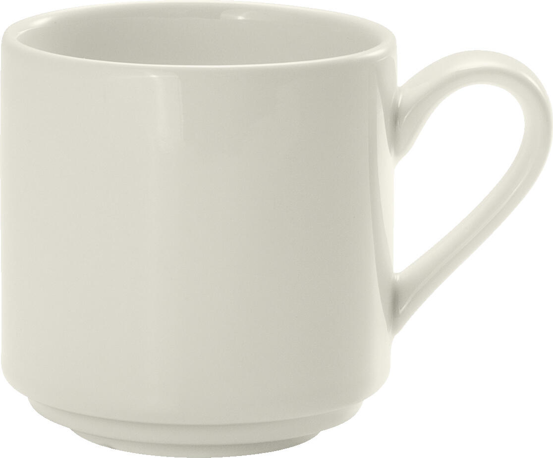VEGA LUSINI Solutions GmbH Coffee cup Opus stackable Kaffeetasse Opus stapelbar Coffee cup Opus stackable; 230 ml, 8x8 cm (ØxH); ivory; 6 piece / pack Kaffeetasse Opus stapelbar; 230 ml, 8x8 cm (ØxH); elfenbein; 6 Stück / Pack The stackable coffee cup from the Opus range is the ideal solution for efficient workflows in professional catering. Its timeless design adapts to a variety of table-top concepts and ensures a stylish presentation of coffee. This robust catering porcelain is durable, easy to care for and dishwasher-safe. As it is stackable, the coffee cup is particularly suitable for breakfast areas, conferences and hotel restaurants. 5-year availability service! Die stapelbare Kaffeetasse aus der Serie Opus ist die ideale Lösung für effiziente Abläufe im professionellen Service. Ihr zeitloses Design passt sich unterschiedlichen Table‑Top‑Konzepten an und sorgt für eine stilvolle Kaffeepräsentation. Das widerstandsfähige Gastronomieporzellan ist langlebig, pflegeleicht und spülmaschinenfest. Durch die Stapelbarkeit eignet sich die Kaffeetasse besonders für Frühstücksbereiche, Konferenzen und Hotelrestaurants. 5 Jahre Nachkaufservice!
