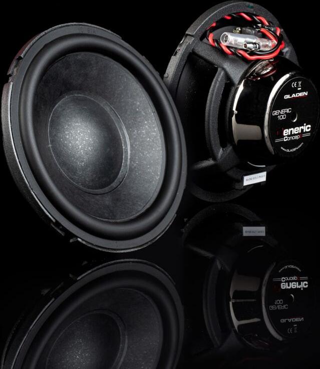 Set de 2 Difuzoare Midrange Auto Gladen Generic 100-3, 100mm, 3 Ohm, 100/80W, Magnet de Neodim, Con din Hartie Minerala