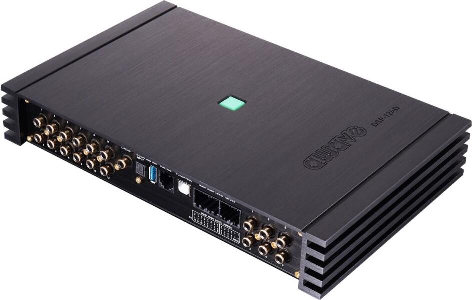 12-канальный усилитель AWAVE DSP-12AD класса D со встроенным DSP, чип ADAU1462, 8x50Вт + 4x100Вт RMS, 31-полосный параметрический эквалайзер, черный алюминий