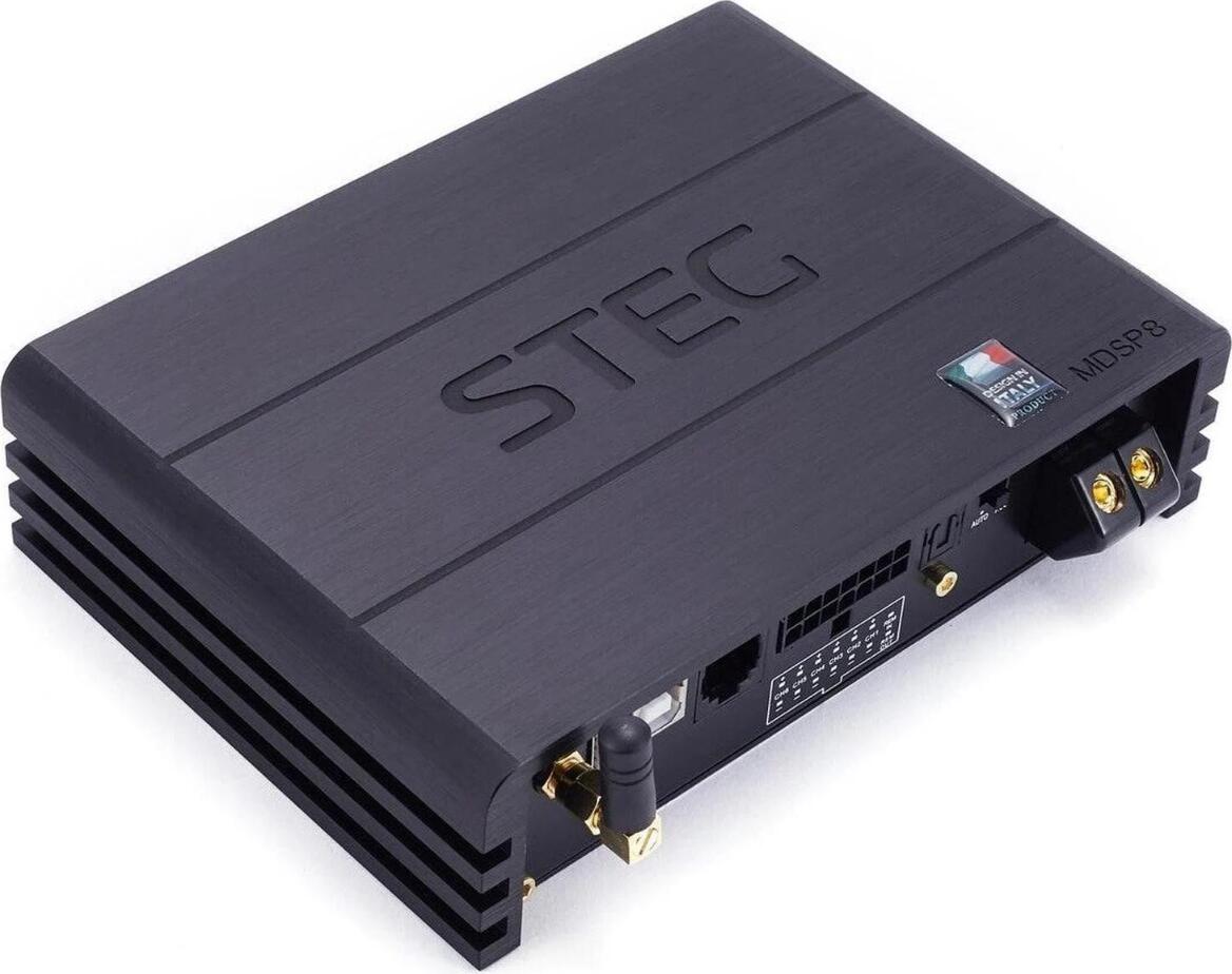 STEG MDSP 8 6-Channel DSP Amplifier with 8-Channel Processing, AKM7735 Processor, Bluetooth, OTG, 6x50W RMS, 8 RCA Pre-Outs