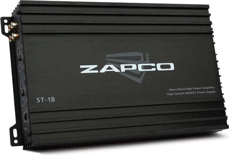 Amplificator Mono Block Zapco ST-1B High Power Clasa AB, 300W la 2 Ohm, Sursa MOSFET, Crossover Low Pass, Bass Boost, Filtru Subsonic, Negru