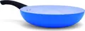Non-Stick Ceramic Frying Pan, 22cm Diameter, Blue Exterior and White Interior with Black Handle
