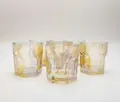 Set de 6 pahare din sticla 180ml Auriu cu design facetat BM5007-1