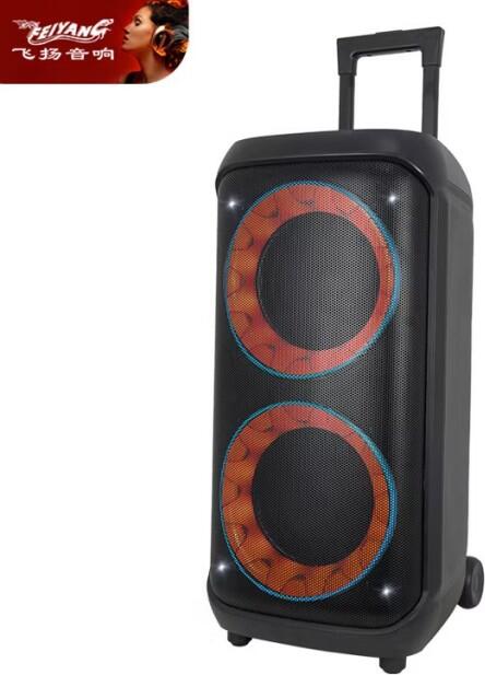 K-Max 2888 Portable Party Speaker with Trolley Handle, Wheels, and Dual LED-lit Drivers