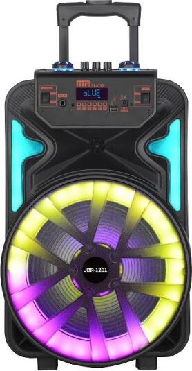 Box Parti Portabil K-Max 1507, 20W RMS, Duble Woofere de 12 inch, Bluetooth, USB, Card TF, TWS, Karaoke, LED RGB, Alb, Set de 4 piese