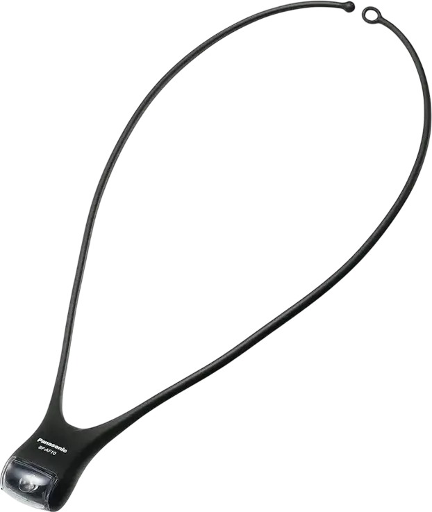Panasonic BF-AF10 LED Neck Light, Hands-Free Wearable Lamp, 13 lm Brightness, Weatherproof, Black, Includes 2x CR2032 Batteries