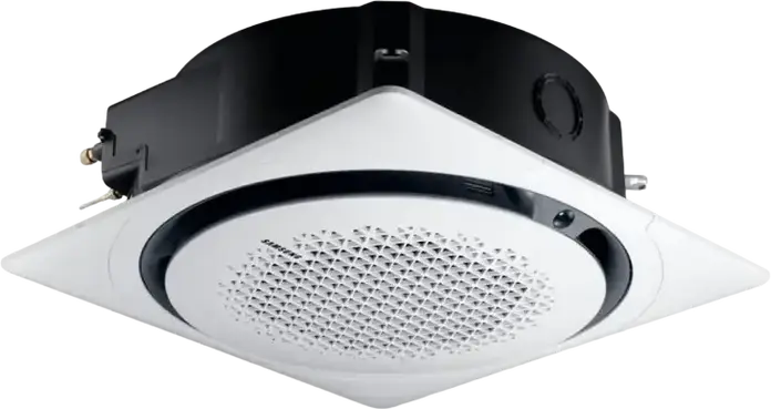Samsung AC100RN4PKG Ceiling Cassette Air Conditioner Interior Unit, Cooling 10kW, Heating 11.2kW, A++ Energy Class, R-32 Refrigerant, 360 Air Supply, White