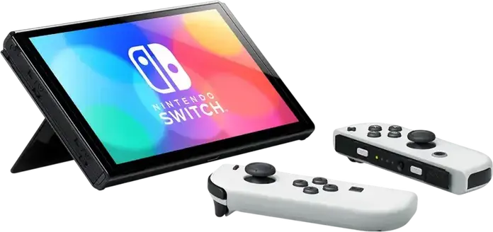 Consola de Jocuri Nintendo Switch OLED, Ecran OLED de 7.0 inch, Procesor NVIDIA Custom Tegra, Stocare 64 GB, Albă, cu Dock și Controlere Joy-Con