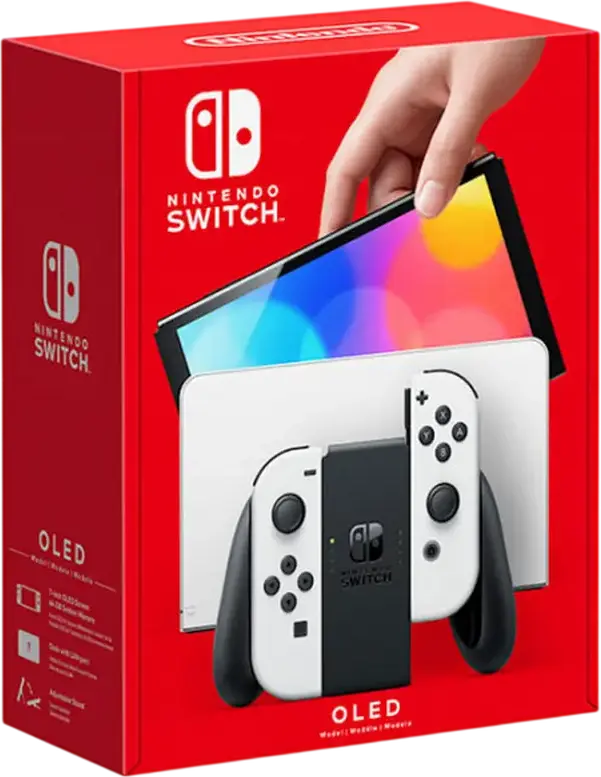 Игровая консоль Nintendo Switch OLED, экран OLED 7.0 дюймов, процессор NVIDIA Custom Tegra, память 64 ГБ, белая, с док-станцией и контроллерами Joy-Con