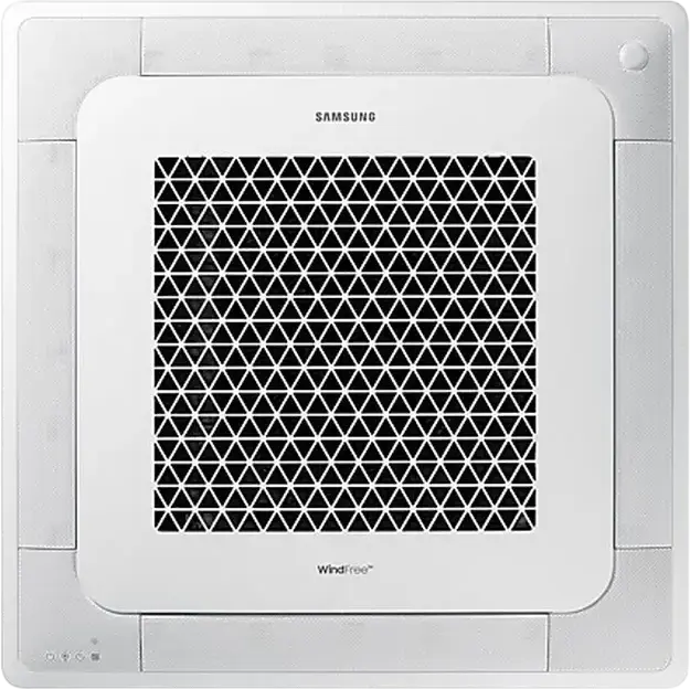 Samsung AC052RN4DKG WindFree 4-Way Cassette Indoor Air Conditioning Unit, Cooling 5kW, Heating 6kW, R-32 Refrigerant, Energy Class A++, White