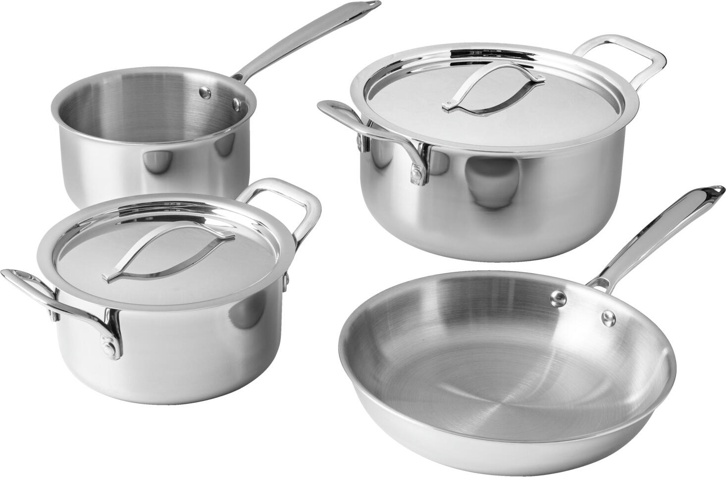 PULSIVA Ecoline 6-Piece Cookware Set, 18/10 Stainless Steel, Sandwich Base with 5mm Aluminium Core, Compatible with Induction and All Stoves