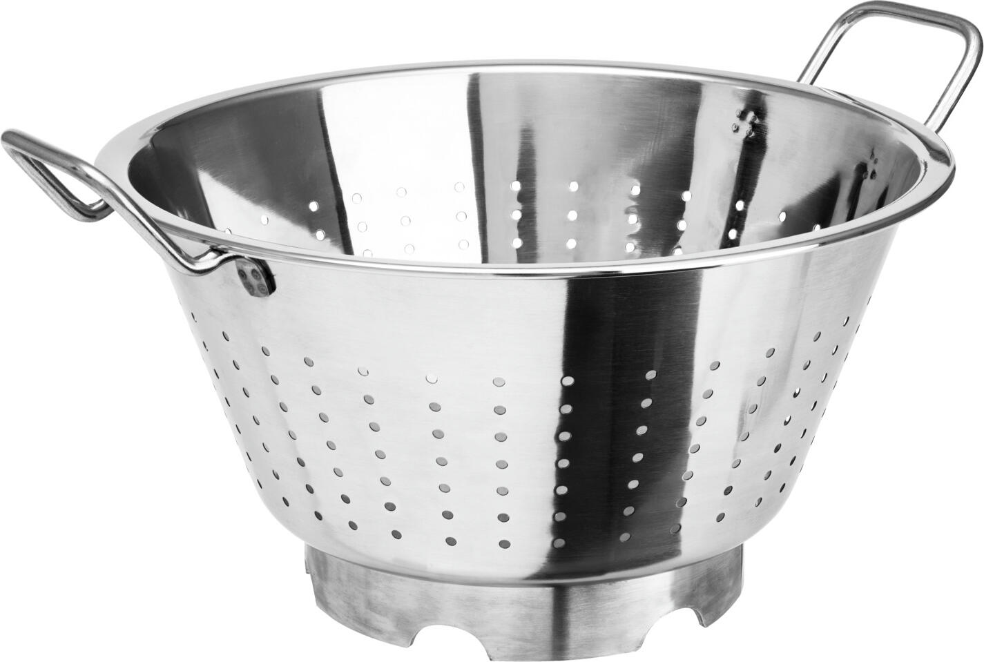 Weis Professional Stainless Steel Colander, 40 cm Diameter, 17L Capacity, Tapered Design with Ribbed Rim for Catering and Commercial Kitchens, Silver