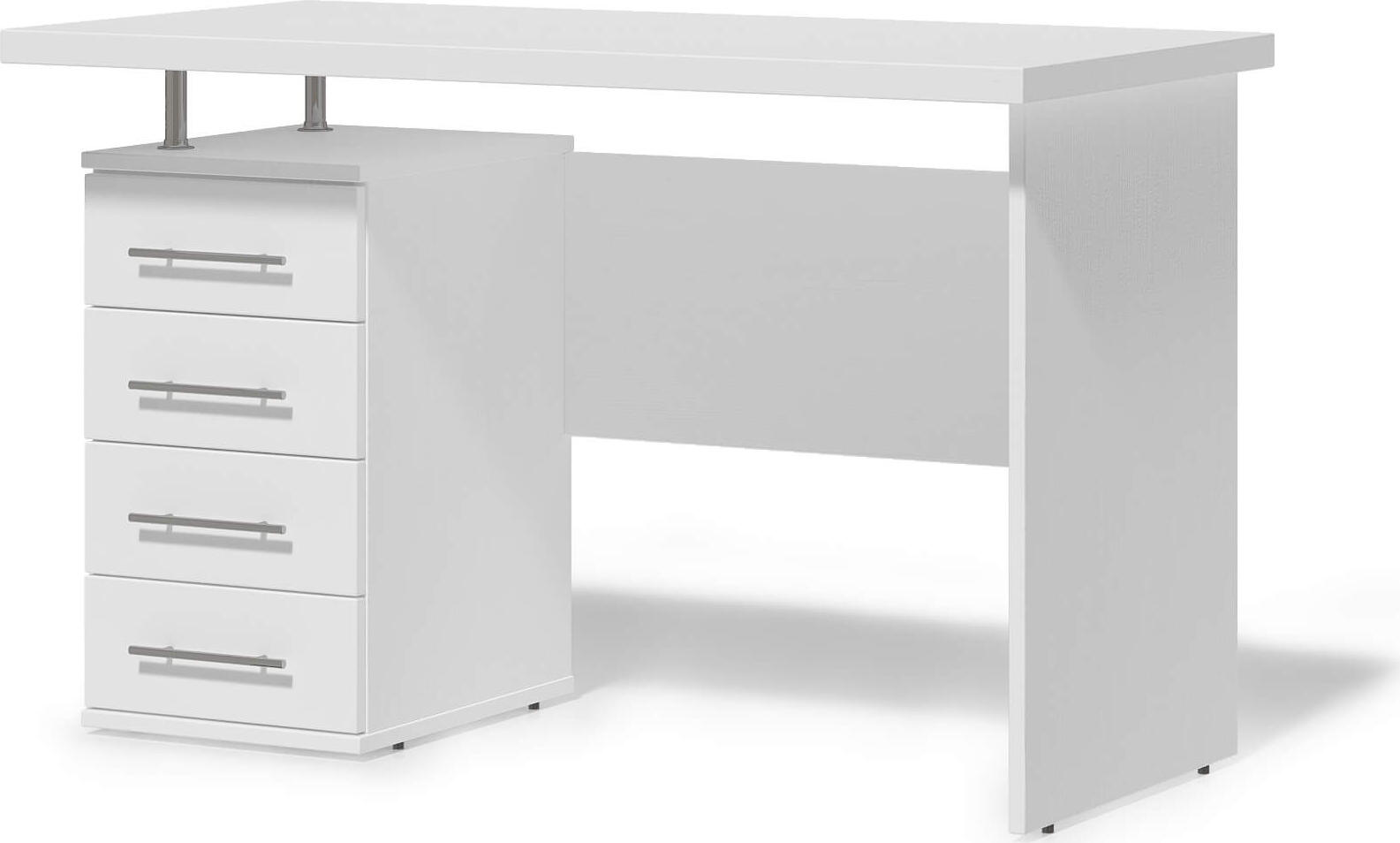 Fabrik Home Office Line Desk No.3, Laminated PAL, 1200x600x750 mm, White Ash, 4 Drawers on Left with Niche