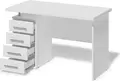 Fabrik Home Office Line Desk No.3, Laminated PAL, 1200x600x750 mm, White Ash, 4 Drawers on Left with Niche