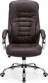 Fabrik Home N-24 TOMAS Office Chair, High Backrest, Artificial Leather, Chrome Steel Base, Gas Lift Height Adjustment, Brown