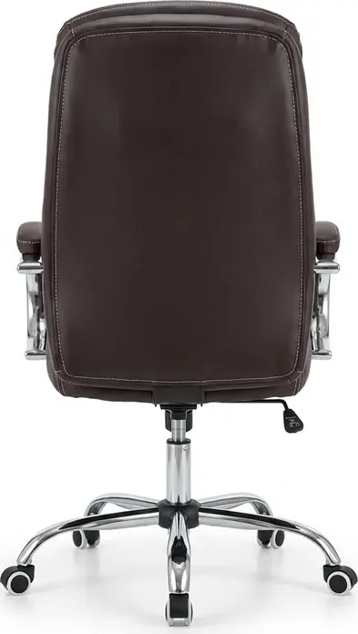 Fabrik Home N-24 TOMAS Office Chair, High Backrest, Artificial Leather, Chrome Steel Base, Gas Lift Height Adjustment, Brown