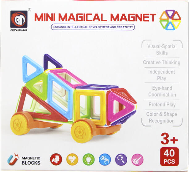 XINBIDA MINI MAGICAL MAGNET Magnetic Blocks Set of 40 Pieces, High-Quality Plastic Educational Toy for Creative Thinking and Motor Skills, Age 3+