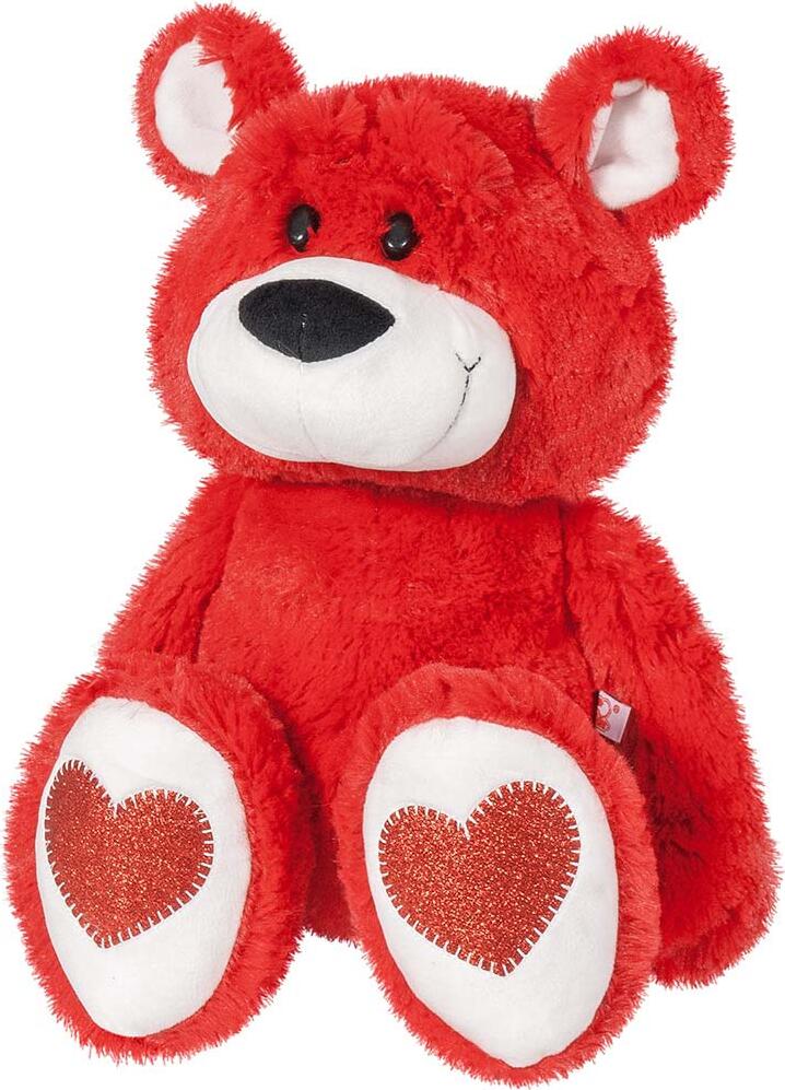 Red Andryusha Plush Teddy Bear, 45 cm Sitting Soft Toy with Glittery Heart Paw Pads