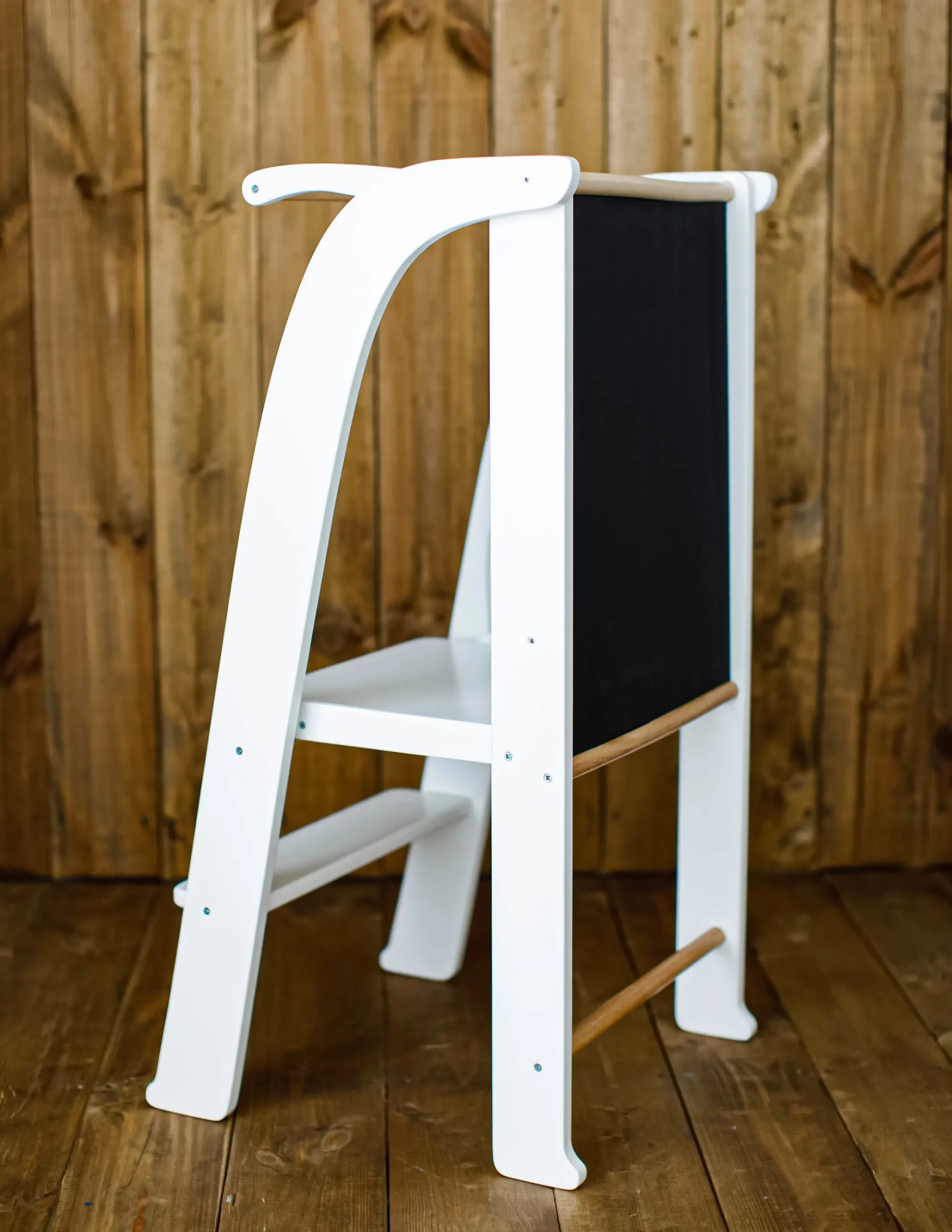 Timber Kids Turn Learning Tower with Integrated Chalkboard, Adjustable Step Height 400-500mm, Eco-friendly Hypoallergenic Wood, 47x46x90 cm