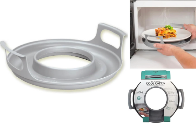 Gray Polypropylene Portable Microwave Oven Tray with Handles (300 x 82 x 265 mm)