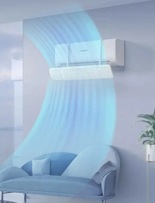 Protective screen, extendable, for air conditioning