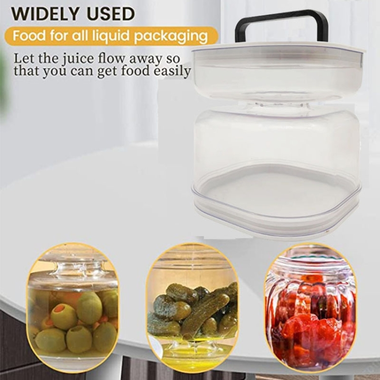 Airtight Hourglass Acrylic Pickle and Olive Storage Container with Liquid Separator and Strainer Flip Design