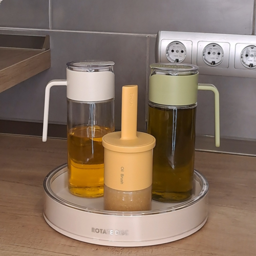 Dozator de ulei 2 în 1 din sticlă cu pensulă din silicon termorezistent, 180ml, capac anti-scurgere, material alimentar pentru grătar, coacere și gătit